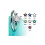 Kolczyk kółko z cyrkonią w kształcie gwiazdy - kolor cyrkoni: aqua niebieski - q Biżuteria e-shop Sklep