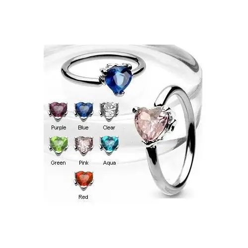 Biżuteria e-shop Kolczyk kółko z cyrkoniowym sercem - kolor cyrkoni: fioletowy - a