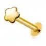 Kolczyki do wargi i brody z żółtego złota 585 - płaski błyszczący kwiatek Biżuteria e-shop Sklep