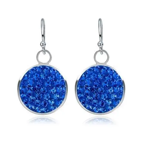 Kolczyki srebrne wiszące 925 - niebieskie cyrkoniowe kółko, 11 mm Biżuteria e-shop
