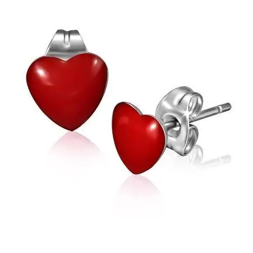 Kolczyki wkrętki ze stali chirurgicznej - lśniące czerwone serce Biżuteria e-shop
