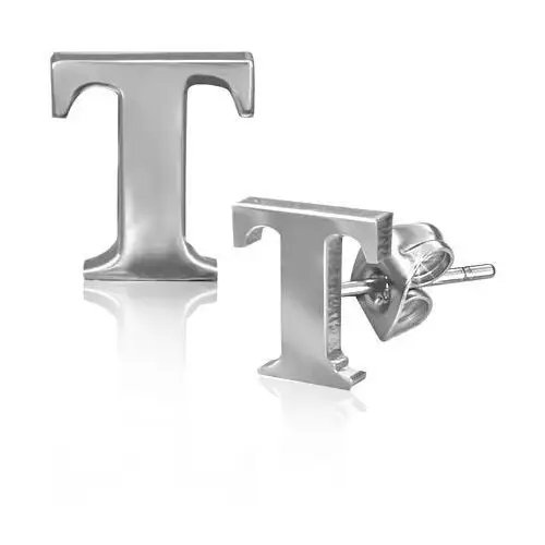 Biżuteria e-shop Kolczyki wkręty ze stali - lśniąca litera t