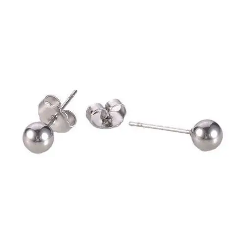 Kolczyki wkręty ze stali, lśniące kuleczki srebrnego koloru - średnica: 4 mm Biżuteria e-shop