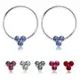Biżuteria e-shop Kolczyki ze srebra 925, cienki krążek, trzy krążki, trzy swarovski kryształy, różne kolory - kolor: fioletowy Sklep