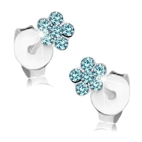 Kolczyki ze srebra 925, kwiatek z jasnoniebieskich swarovski kryształków Biżuteria e-shop