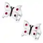 Biżuteria e-shop Kolczyki ze srebra 925, lśniące białe motylki - różowe i czarne kropki Sklep