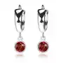 Kolczyki ze srebra 925, lśniący krążek, czerwona wyszlifowana cyrkonia w obwódce Biżuteria e-shop Sklep