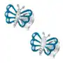 Biżuteria e-shop Kolczyki ze srebra 925, motyl z niebieskimi skrzydłami z patynowanym ciałem Sklep