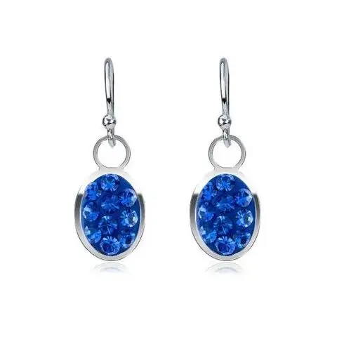 Kolczyki ze srebra 925 - szafirowo-niebieski owal, cyrkonie, małe Biżuteria e-shop