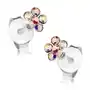 Biżuteria e-shop Kolczyki ze srebra 925, tęczowy kwiatek z okrągłych kryształków swarovskiego Sklep
