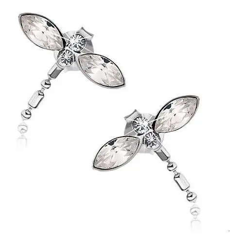 Biżuteria e-shop Kolczyki ze srebra 925, ważka z przezroczystymi kryształkami swarovskiego, sztyfty