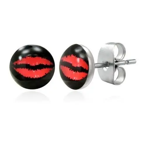 Kolczyki ze stali 316l - czerwone usta na czarnym tle Biżuteria e-shop