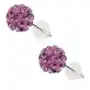Biżuteria e-shop Kolczyki ze stali 316l, fioletowe kuleczki wyłożone lśniącymi cyrkoniami, 8 mm Sklep