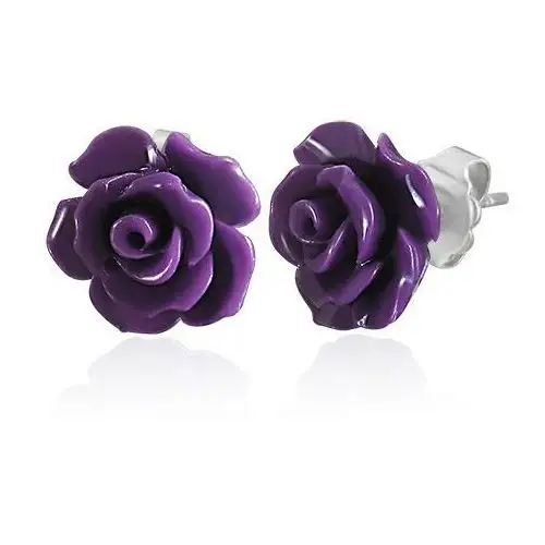 Biżuteria e-shop Kolczyki ze stali 316l, mała fioletowa róża, wkręty