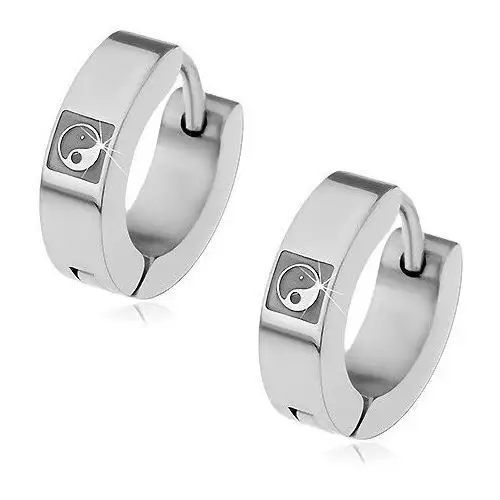 Kolczyki ze stali 316l srebrnego koloru, wydrążony symbol yin yang Biżuteria e-shop