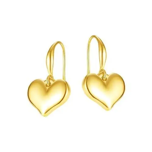Biżuteria e-shop Kolczyki ze stali 316l w kolorze złota - symetryczne serca na okrągłym biglu