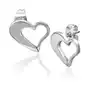 Kolczyki ze stali chirurgicznej - asymetryczny zarys serca w srebrnym kolorze Biżuteria e-shop Sklep
