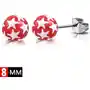 Biżuteria e-shop Kolczyki ze stali chirurgicznej, czerwone kuleczki z białymi gwiazdkami Sklep