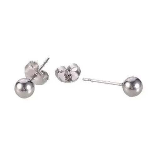 Biżuteria e-shop Kolczyki ze stali chirurgicznej, małe kuleczki srebrnego koloru - główka: 6 mm