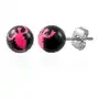 Biżuteria e-shop Kolczyki ze stali czarne kuleczki - znak różowy skorpion Sklep