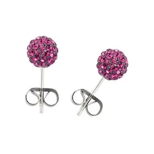 Kolczyki ze stali nierdzewnej - kuleczka z różowymi cyrkoniami Biżuteria e-shop