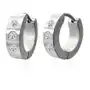Kolczyki ze stali srebrnego koloru - trzy bezbarwne cyrkonie, kajdankowe zapięcie Biżuteria e-shop Sklep