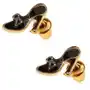 Biżuteria e-shop Kolczyki złotego koloru - czarne glazurowane buciki z kokardką Sklep
