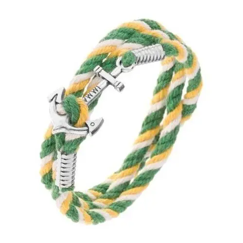 Kolorowa bransoletka na rękę w zielonym, żółtym i białym kolorze, lśniąca kotwica Biżuteria e-shop