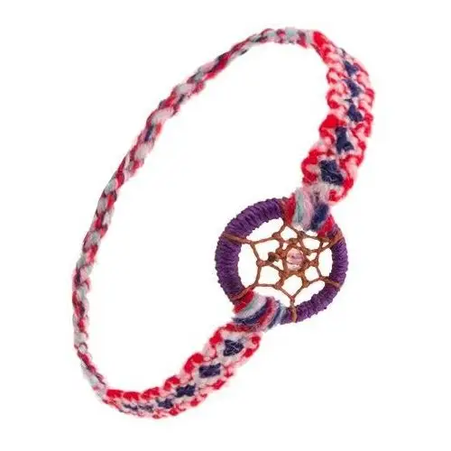 Kolorowa bransoletka na rękę z miękkiej muliny, kółka, pajęczynka z koralikiem, styl łapacza snów Biżuteria e-shop