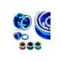 Kolorowy anodowany tunel do ucha, tytanowy z cyrkoniami na obwodzie - szerokość: 10 mm, kolor kolczyka: niebieski Biżuteria e-shop Sklep