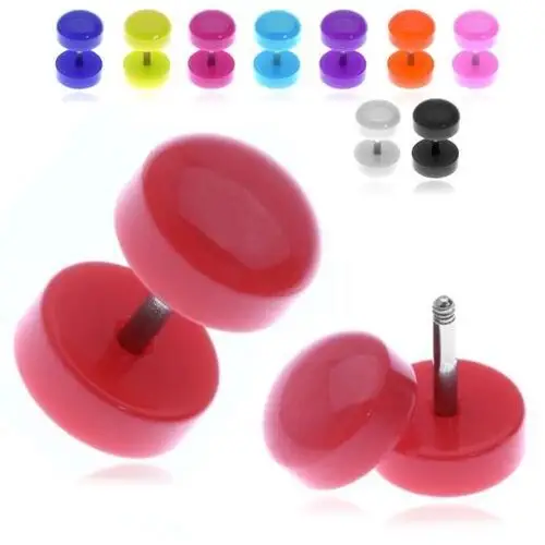 Kolorowy fałszywy plug lśniące kółka o zaoblonych krawędziach - kolor kolczyka: fioletowy Biżuteria e-shop