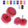 Biżuteria e-shop Kolorowy fałszywy plug lśniące kółka o zaoblonych krawędziach - kolor kolczyka: różowy Sklep