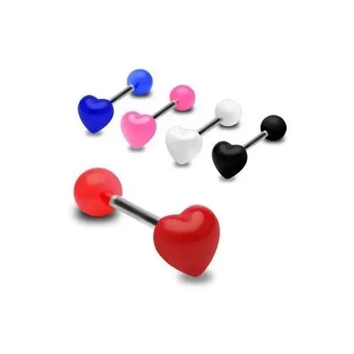 Kolorowy kolczyk do języka, lśniące symetryczne serce - kolor kolczyka: czerwony Biżuteria e-shop