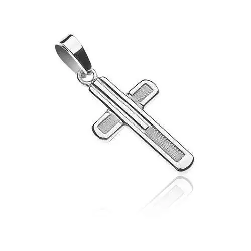 Krzyżyk ze srebra 925 - lśniąca obwódka, chropowaty środek Biżuteria e-shop