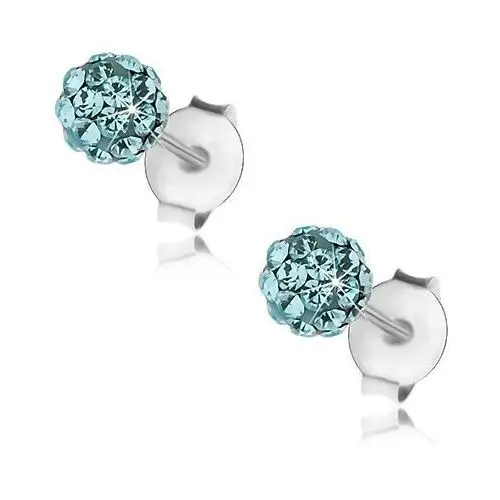 Biżuteria e-shop Kuleczkowe kolczyki ze srebra 925, niebieskie kryształki preciosa, 4 mm