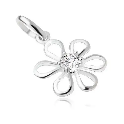 Biżuteria e-shop Kwiat z przezroczystą okrągłą cyrkonią pośrodku, wisiorek ze srebra 925