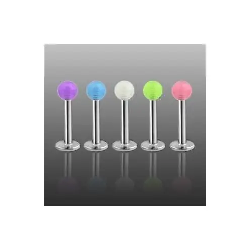 Biżuteria e-shop Labret - prześwitująca kolorowa kuleczka - kolor kolczyka: neonowy zielony