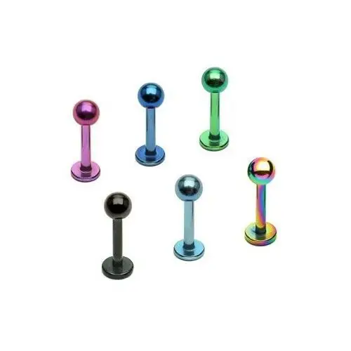 Labret z kulką anodyzowany tytan - grubość kolczyka: 1,6 mm, kolor cyrkoni: tęczowy - wr Biżuteria e-shop