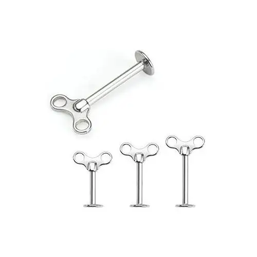 Biżuteria e-shop Labret ze stali chirurgicznej - kluczyk do nakręcania - wymiary: 1,2 mm x 6 mm