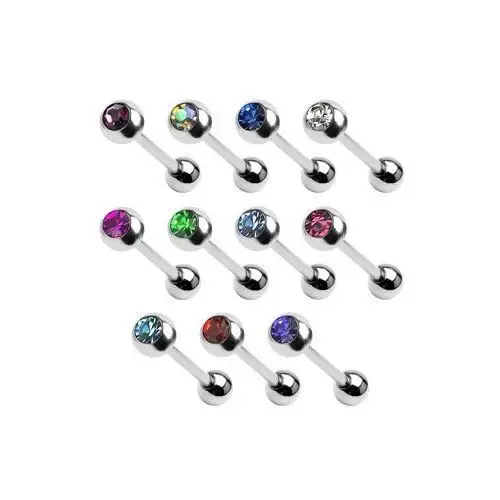 Biżuteria e-shop Labret ze stali chirurgicznej, kuleczka z kolorowym kamieniem - długość kolczyka: 8 mm, kolor: fuksja