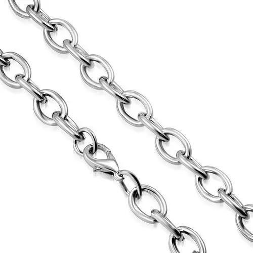 Łańcuszek z lśniących dużych owalnych ogniw, srebrny kolor Biżuteria e-shop