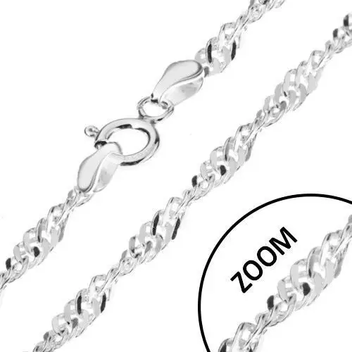 Łańcuszek ze srebra 925, płaskie kanciaste ogniwa, lśniący, spirala, grubość 2 mm, długość 450 mm Biżuteria e-shop