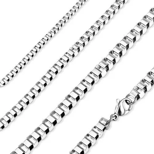 Łańcuszek ze stali 316l, lśniące kwadratowe oczka, srebrny kolor - grubość: 3 mm, długość: 510 mm Biżuteria e-shop