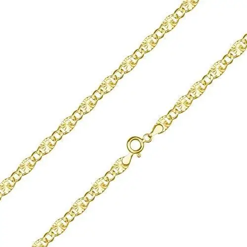 Biżuteria e-shop Łańcuszek ze złota 585 - ścięte i promieniście zdobione owalne ogniwa, 450 mm