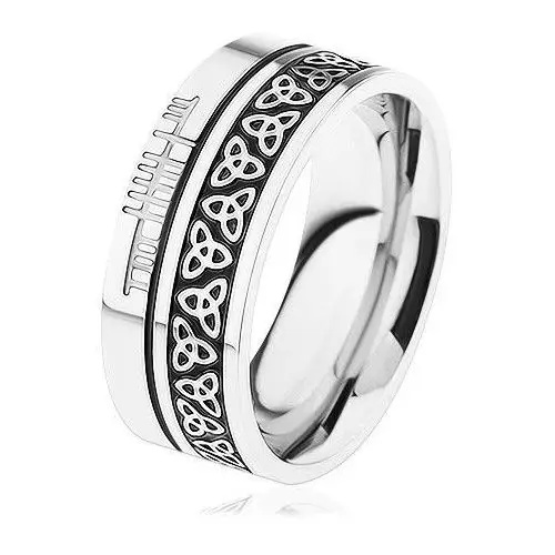 Biżuteria e-shop Lśniąca obrączka, stal 316l, wzór - celtycki węzeł, krawędzie srebrnego koloru - rozmiar: 64