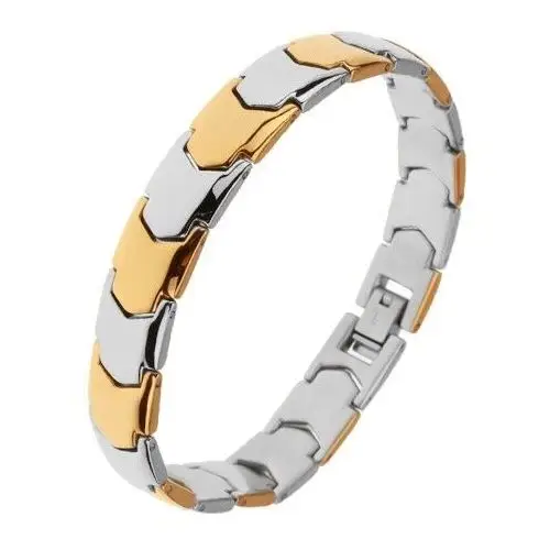 Biżuteria e-shop Lśniąca stalowa bransoletka, y - ogniwa w złotym i srebrnym odcieniu