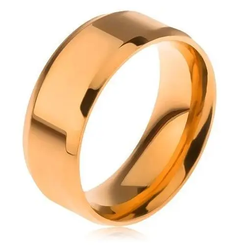 Biżuteria e-shop Lśniąca złota obrączka ze stali 316l, ścięte krawędzie - rozmiar: 59