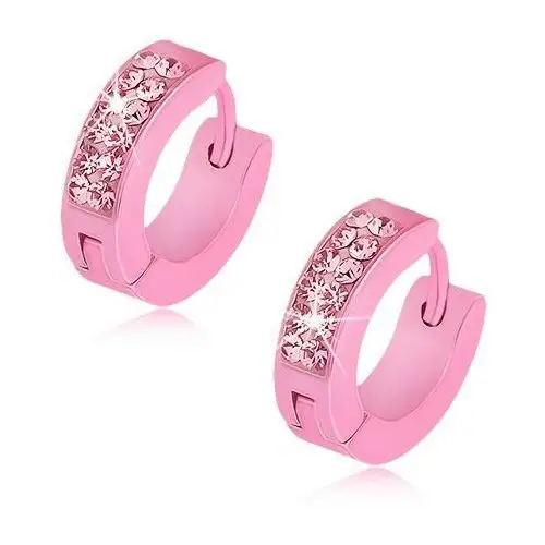 Biżuteria e-shop Lśniące kolczyki ze stali w intensywnie różowym kolorze, różowe cyrkonie