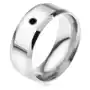 Biżuteria e-shop Lśniący lustrzany pierścionek ze stali 316l, czarny kamyczek - rozmiar: 57 Sklep