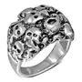 Biżuteria e-shop Lśniący mroczny pierścień ze stali - góra ludzkich czaszek - rozmiar: 59 Sklep